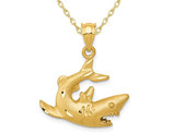 Shark Charm Pendant Necklace in 14K Yellow Gold with Chain
